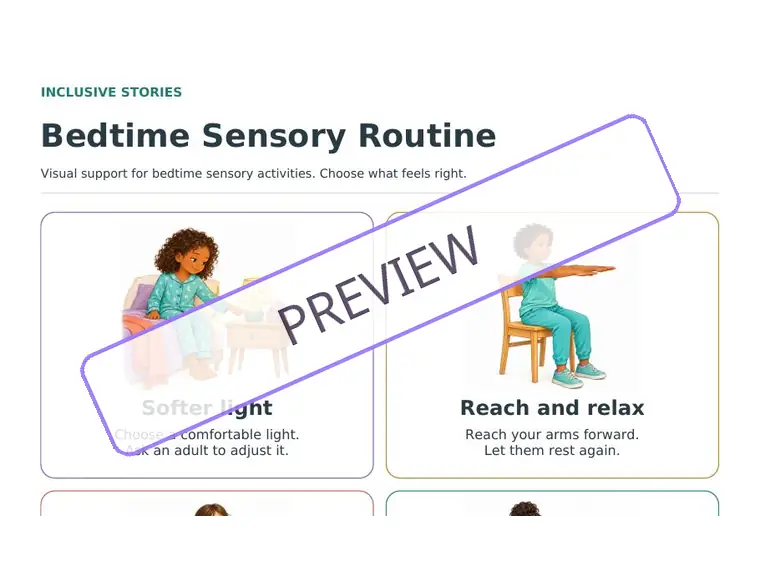 Protected preview of the Bedtime Sensory Routine title and cropped visual cards